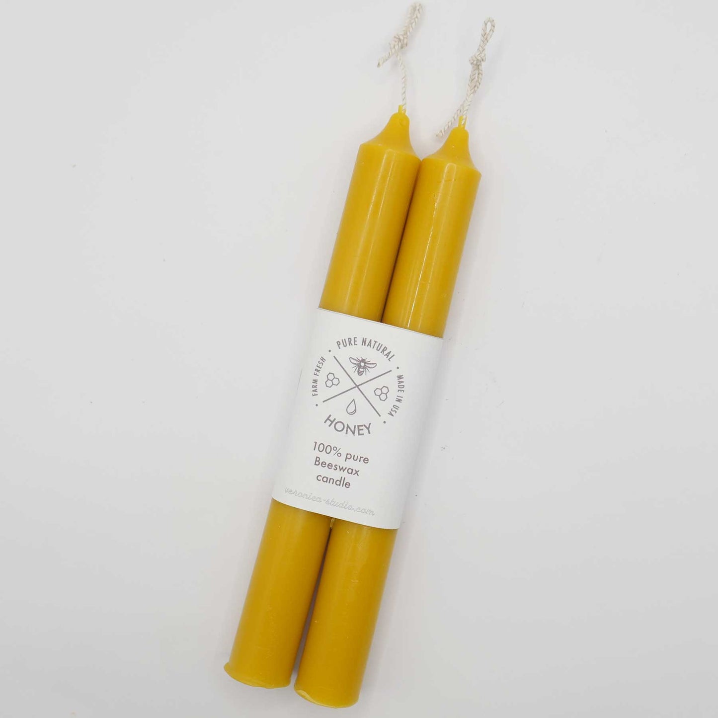 Taper candle_ bees wax natural 2pc set