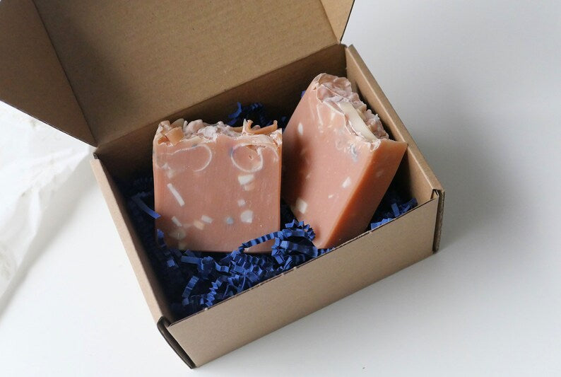 Pink terrazzo soap set