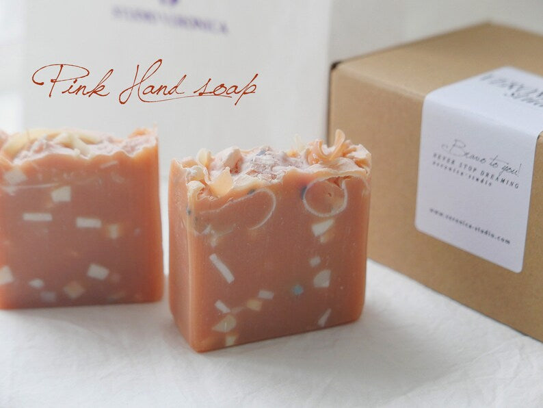 Pink terrazzo soap set
