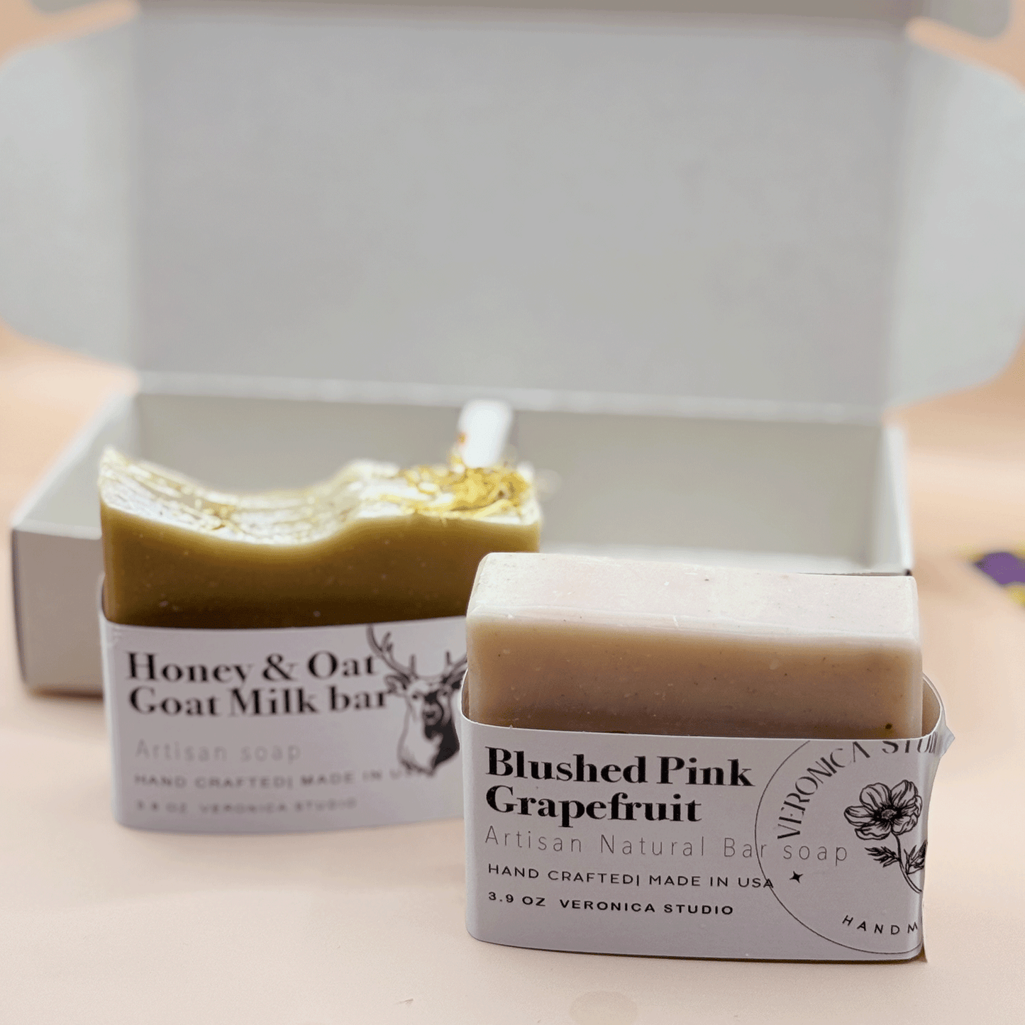 Goat milk & blushed pink(butterfly pea) soap set (B)