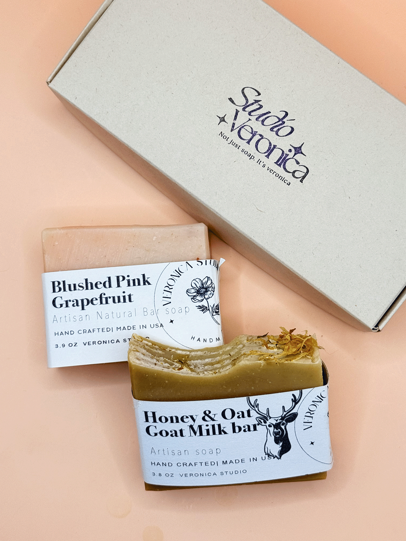 Goat milk & blushed pink(butterfly pea) soap set (B)