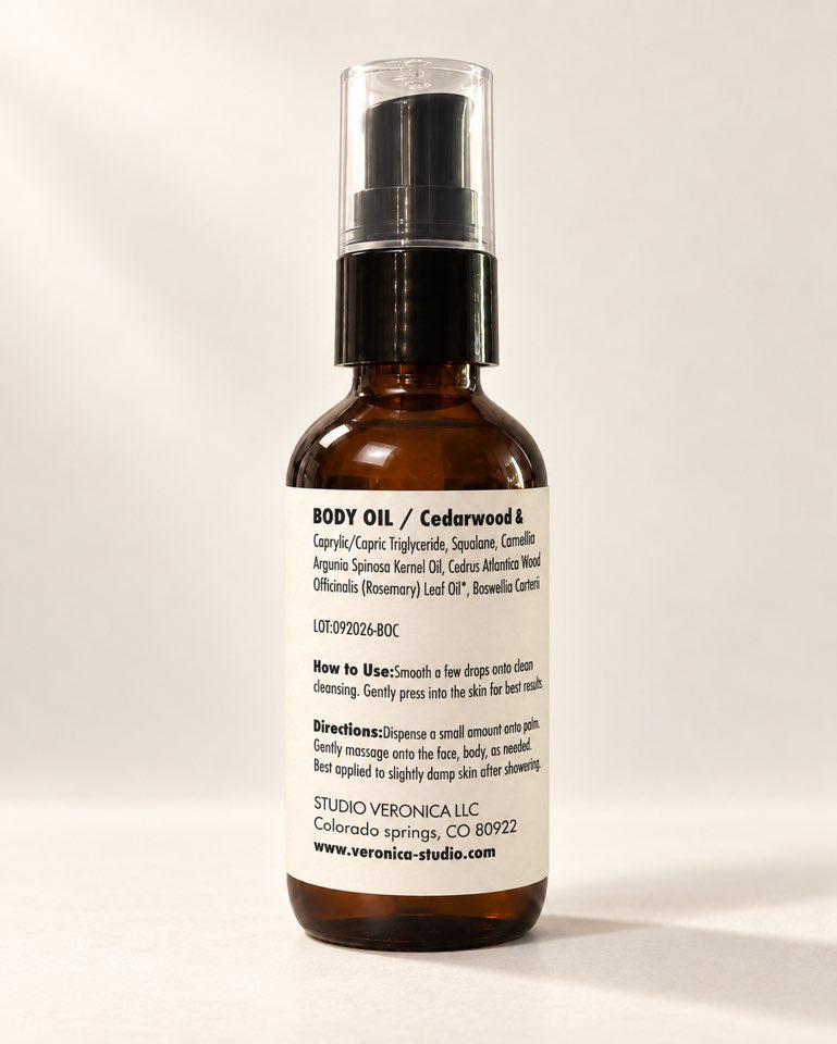 Cedarwood Botanical Body Oil with Jojoba & Squalane – 2 fl oz