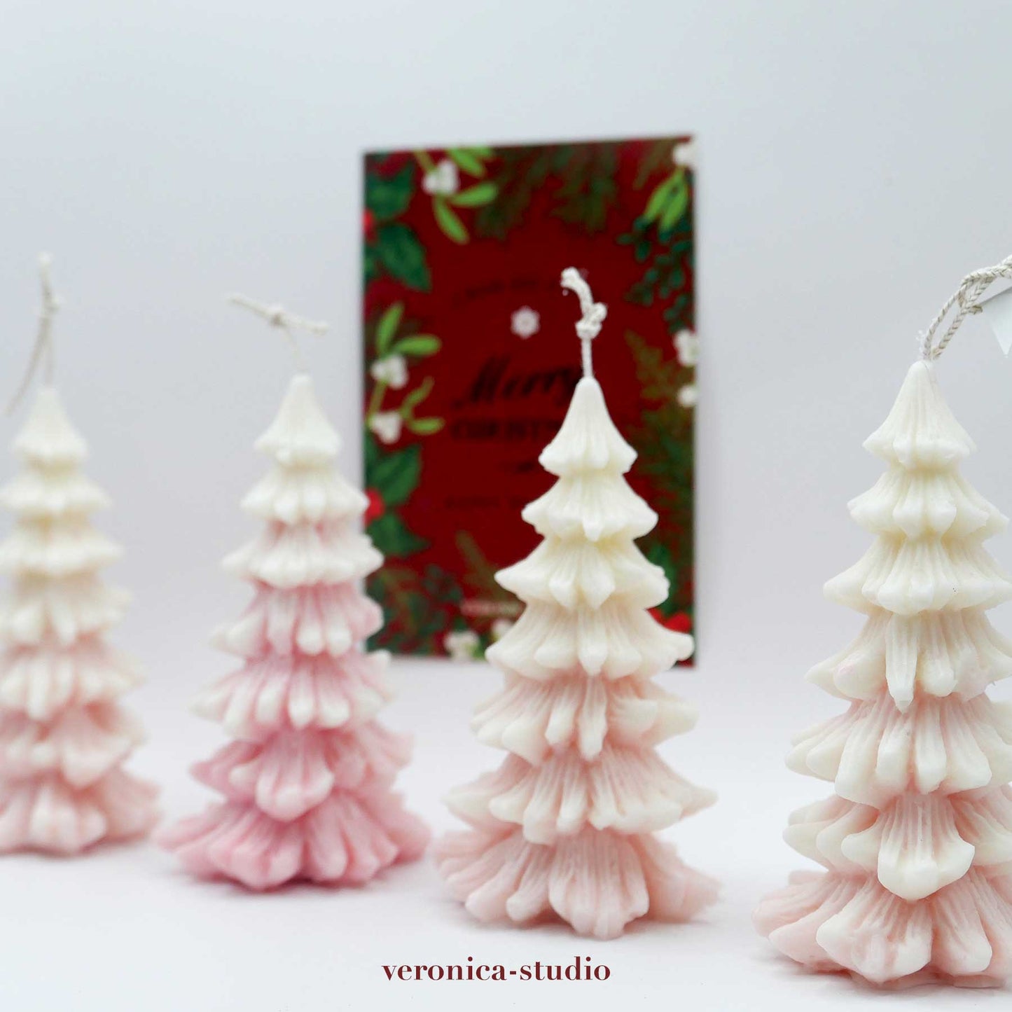 Scented Christmas candle White & baby pink _Afternoon Tea