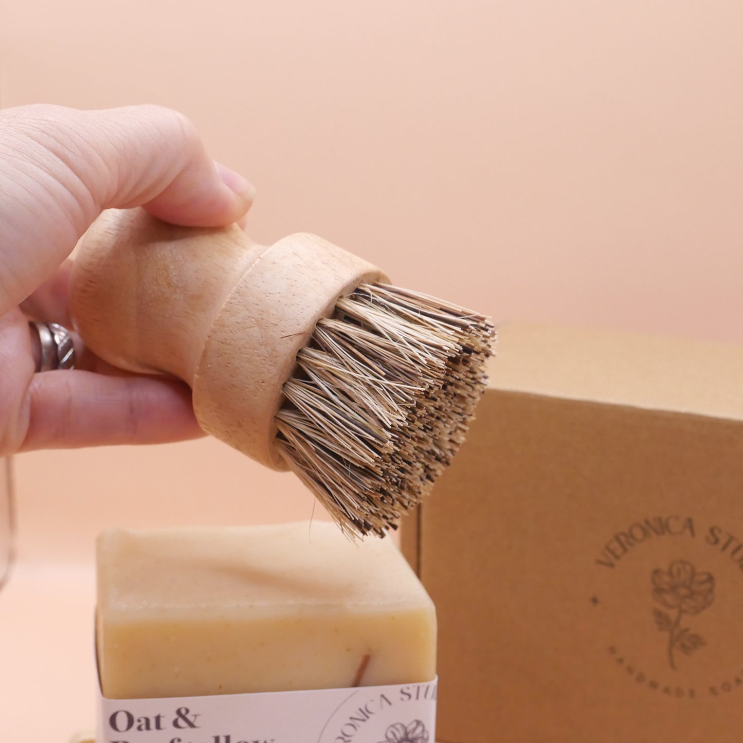 Beef tallow dish bar gift set (tray + Brush)