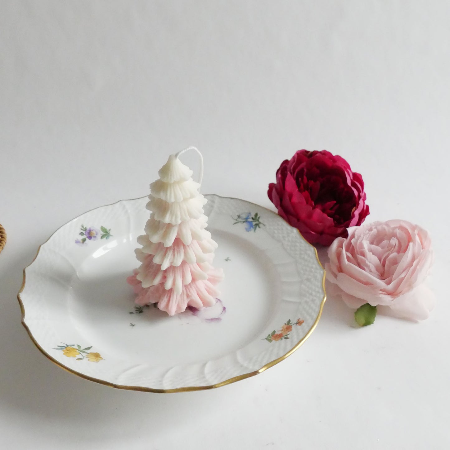 Scented Christmas candle White & baby pink _Afternoon Tea