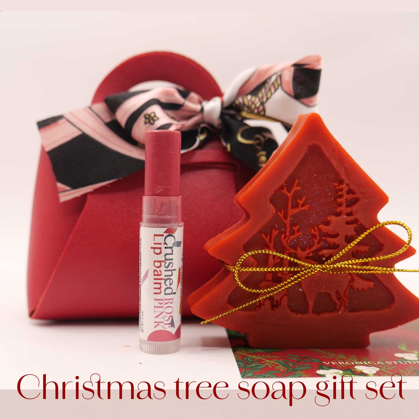 Christmas tree soap RED gift set