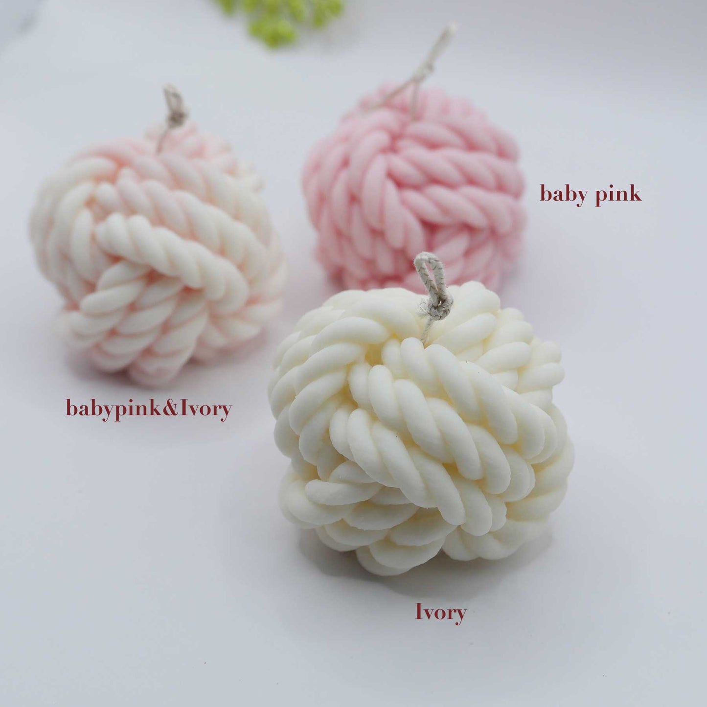 Scented Wool Candle baby pink & Ivory Mix